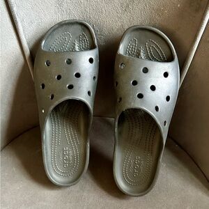 CROCS Women’s Slide Sandals in Dark Olive Green